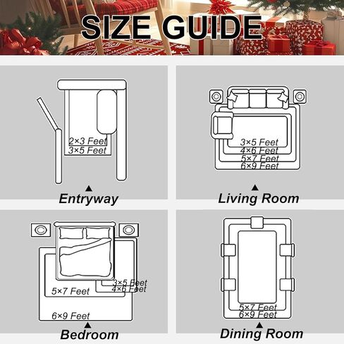 سجادة منطقة عيد ميلاد مجيد ، 3 '× 5' ممسحة ثلج الثلج الشتوية لغرفة نوم غرفة المعيش in Kuwait