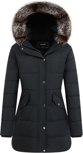 Women's Winter Coat Waterproof Long Insulated Parka with Detachable Hood in Saudi Arabia