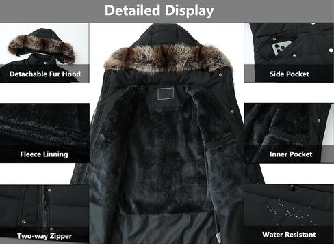 Women's Winter Coat Waterproof Long Insulated Parka with Detachable Hood in Saudi Arabia