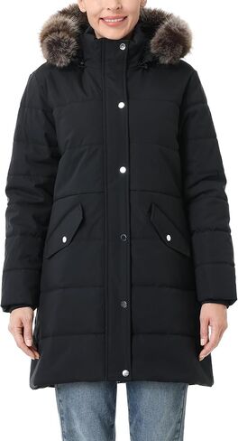 Women's Winter Coat Waterproof Long Insulated Parka with Detachable Hood in Saudi Arabia