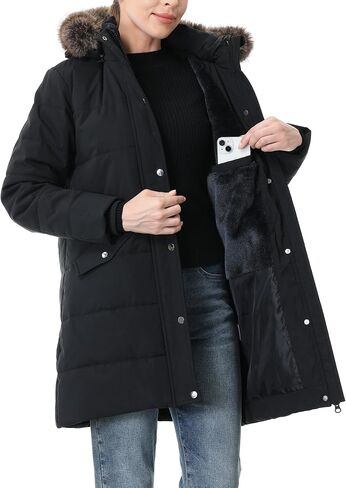 Women's Winter Coat Waterproof Long Insulated Parka with Detachable Hood in Saudi Arabia