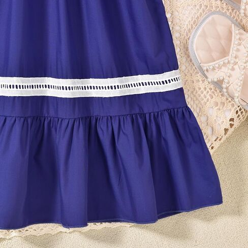 fioukiay Girls Mexican Floral Embroidered Dress Halter Neck Sleeveless Ruffle Party Long Maxi Dresses in Kuwait