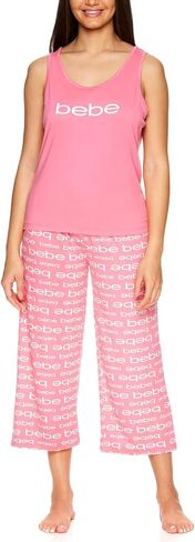 bebe Womens Pajamas Set - Short Sleeve T-Shirt and Lounge Pajama Capri Sleepwear Set in Saudi Arabia
