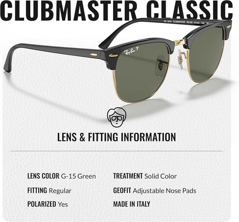 Ray-Ban RB3016 Clubmaster Classic Square على شكل نظارات شمسية للرجال والنساء مع مجموعة نظارات Rayban الرسمية in Saudi Arabia