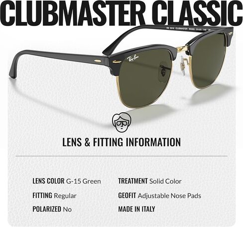 Ray-Ban RB3016 Clubmaster Classic Square على شكل نظارات شمسية للرجال والنساء مع مجموعة نظارات Rayban الرسمية in Saudi Arabia