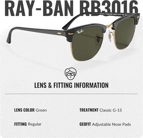 Ray-Ban RB3016 Clubmaster Classic Square على شكل نظارات شمسية للرجال والنساء مع مجموعة نظارات Rayban الرسمية in Saudi Arabia