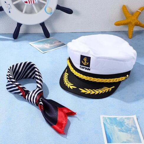 قبعة Galpada Yacht Captain مع وشاح الرقبة ، قبعة بحار قابلة للتعديل قبطان قبطان لملحقات أزياء حفلات Cosplay in Saudi Arabia