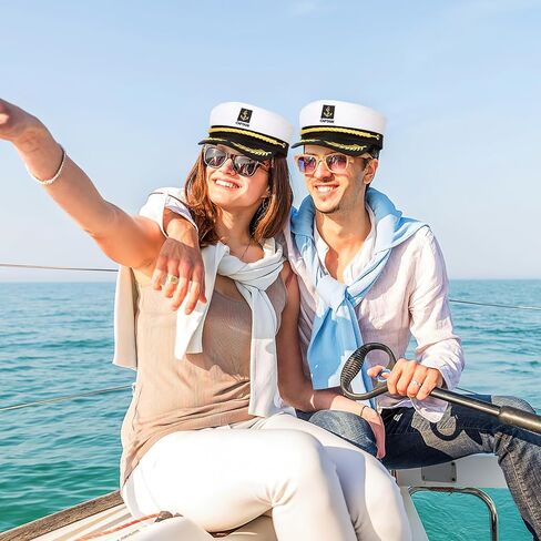 قبعة Galpada Yacht Captain مع وشاح الرقبة ، قبعة بحار قابلة للتعديل قبطان قبطان لملحقات أزياء حفلات Cosplay in Saudi Arabia