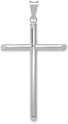 Sonia Jewels 14k White Gold Tube Cross Pendant Charm - 52mm x 28mm in Saudi Arabia