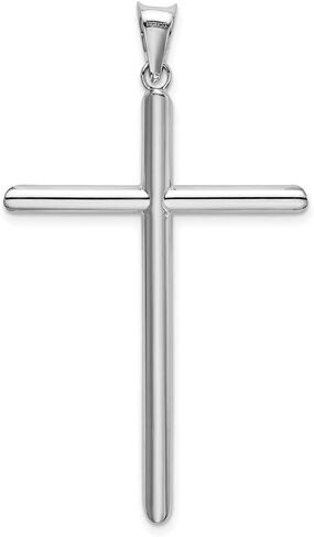 Sonia Jewels 14k White Gold Tube Cross Pendant Charm - 52mm x 28mm in Saudi Arabia