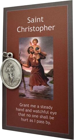 Westmon Works St Christopher Medal مجموعة الميدالية المعدنية المصنوعة الإيطالية مع بطاقة الصلاة المقدسة للأمان سفر سافر in Saudi Arabia