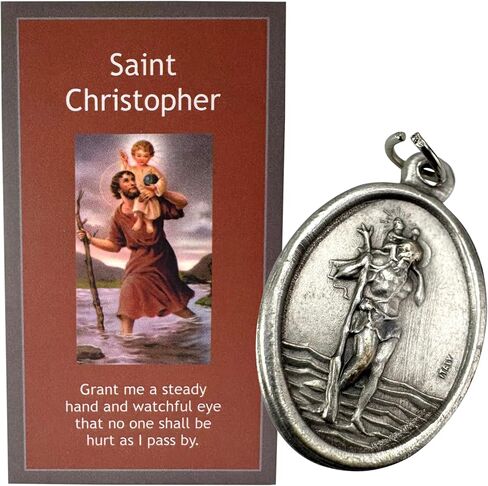 Westmon Works St Christopher Medal مجموعة الميدالية المعدنية المصنوعة الإيطالية مع بطاقة الصلاة المقدسة للأمان سفر سافر in Saudi Arabia