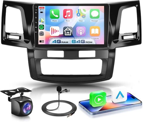 8 CORE 4G+64G for Toyota HILUX 2005-2014 Car Radio, Wireless Carplay Android Auto Android 13 9 Inch IPS Touch Screen Car Stereo, Bluetooth, GPS Navi, WiFi, SWC, DSP Audio+HD Backup Camera in Kuwait
