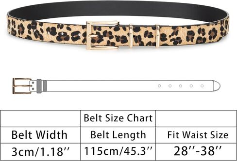 Women's Leopard-Belt Casual-Belts - Fashion Leopard Print Faux Leather Belts with Pin Buckle for Jeans Pants in Saudi Arabia