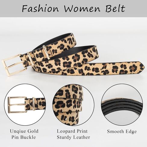 Women's Leopard-Belt Casual-Belts - Fashion Leopard Print Faux Leather Belts with Pin Buckle for Jeans Pants in Saudi Arabia