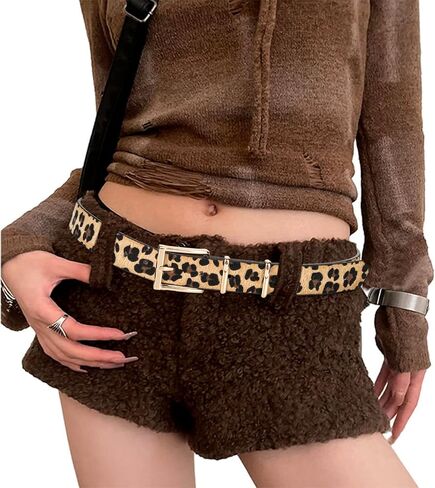Women's Leopard-Belt Casual-Belts - Fashion Leopard Print Faux Leather Belts with Pin Buckle for Jeans Pants in Saudi Arabia