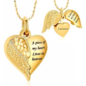 Imrsanl Heart Cremation Urn Necklace Pendant for Human Ashes - A Piece of My Heart Lives in Heaven Memorial Keepsakes Cremation Jewelry