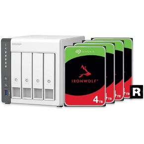 QNAP 4 Bay NAS with 12TB Storage Capacity, Preconfigured RAID 5 Seagate IronWolf Drives Bundle, 2.5GbE Ports (TS-433-4G-44ST-US)