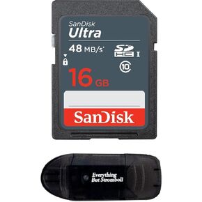 Sandisk 16GB SD SDHC Flash Memory Card works with NINTENDO 3DS DS DSI & Wii Media Kit, Nikon SLR Coolpix Camera, Kodak Easyshare, Canon Powershot, Canon EOS, comes with Everything But Stromboli Reader
