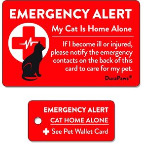 My Pets are Home Alone Emergency Alert Plastic Contact Wallet Card and Key Tag (Writable Surface on Back Side of Card)