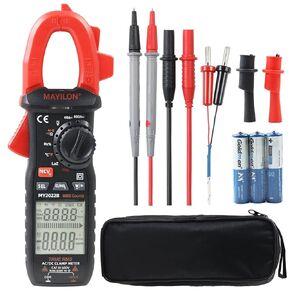 MY2022B Big Screen Digital Clamp Meter AC/DC 600A 6000 Counts Multimeter Voltage Tester Auto-ranging with Temperature, NCV, Voltage and Current Test, Frequency, Resistance, Capacitance Etc.