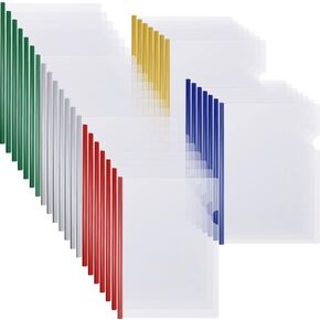 100 Pcs Clear Report Covers with Sliding Bar Clear Presentation Binder Transparent Resume Folder with 5 Colors Slider Bars Plastic Report Folder for File Report Paper Book Resume Letter School Office