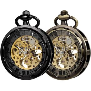 VIGOROSO Pocket Watch with Chain Hand Wind Mechanical Watches for Men, Gifts for Men & Women Pocket Watch for Men with Chain Skeleton Hand Wind Mechanical Watches for Mens, Mens Gifts Ideas
