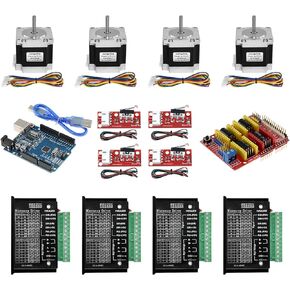 Twotrees CNC Controller Kit with Nema 23 Stepper Motor,TB6600 Stepper Motor Driver,GRBL CNC Shield Board，Switch Endstop-6.35mm