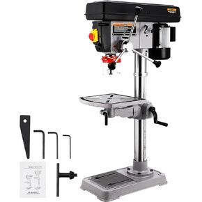 15 in Benchtop Drill Press with Swing-away Safety Guard, 7.5 Amp 120V Pure Copper Motor, 288-3084 RPM Variable Speed, 0-45°Tilting Worktable, Tabletop Drilling Machine for Wood Metal