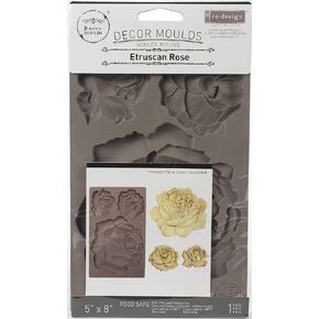 Redesign with Prima Redesign Furniture Decor Moulds® Etruscan Rose 5"x8",8Mm Thickness for Funiture Dresser, Chocolate,Cake,Candy,Backery,Soap,Polymer Clay, earthen Clay