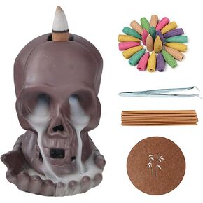 اليدوية السيراميك الجمجمة ارتجاعي حامل البخور شلال البخور الموقد الجدة ديكور المنزل لجميع القديسين in Kuwait