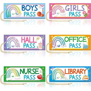 Hall Passes for Classrooms High School 6PCS Rainbow Magnetic Hall Passes Office Nurse Library Boys Girls Passes Teacher Student Classroom Supplies