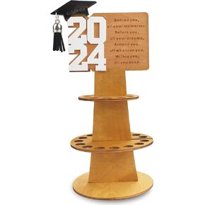 Graduation Gift Money Holder 2024Graduation Money Cake Double,Double-Layer Cash Holders with 25 Holes,Unique Wooden Graduation Money Holder Cash Gift Ideas for Graduation (White)