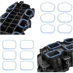 12 PCS Car Intake Manifold Gaskets Set, Silicone Intake Mainifold with Upper & Lower Gasket, Standard Intake Mainfold Plenum Gasket Replaces OEM 5184562AC 5184331AC