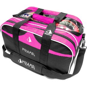 Pyramid Path Double 2 Ball Tote Plus Clear Top Bowling Bag with Large Separate Compartment for Bowling Shoes (Up To US Mens Size 15) or Accessories