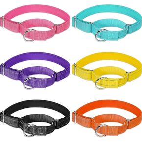 Chunful 6 Pcs Martingale Collar for Dogs Reflective Dog Collar with Metal Buckle Adjustable Nylon Pet Prevent Slipping Out Puppy for Dog(Large,Sky Blue, Red, Orange, Pink, Gray, Black)