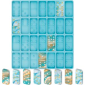 Domino Resin Molds, Domino Molds for Resin Casting, Professional Dominos Molds for Epoxy Resin, Domino Molds Set 28 Cavities, Grey Sturdy Silicone Molds for Domino DIY Pendant Cake Jewelry Making