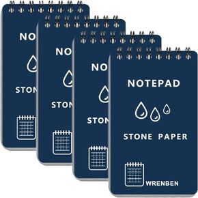 4PCS Weatherproof Pocket Spiral Notebook 3"x5" with Stone Graph Paper and PVC Cover, All-Weather Notepad A7 Steno Pads for Outdoor Field Military Tactical Memo (Grey, 4 Pack)