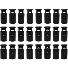 30Pcs Black Cord Locks, Stop Plastic End Single Hole Spring Loaded Toggle Clamp Slider Draw String Stopper Clips Clothing Sewing Cinch Tight Bag Climbing