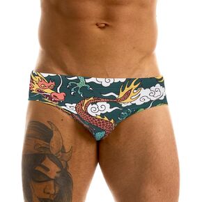 MIZOK Men’s Sexy Hot Print Bikini Swimwear Low Rise Swimsuit Fashion Quick Dry Swimming Briefs