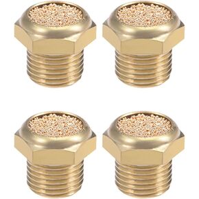 uxcell 1/4 PT Sintered Bronze Exhaust Muffler with Brass Body Flat 4pcs
