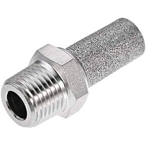 uxcell Exhaust Muffler NPT1/8 Male Thread Sintered Stainless Steel Breather Pneumatic Air Muffler