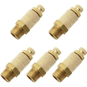 E-outstanding 5Pcs Solenoid valve copper muffler Pneumatic Muffler Silencer Adjustable 1/8 inch Threaded Air Filter Flow Speed Controller Muffler Fitting