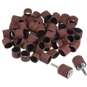 uxcell 100 Pcs 1 Inch Sanding Sleeves Sandpaper Set 400 Grit with 2 Pcs 0.79 Inch Drum Mandrels for Rotary Tools