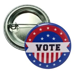 Election buttons: VOTE pins - pack of 12 small pinback buttons (standard sizing, 1.25 inches)