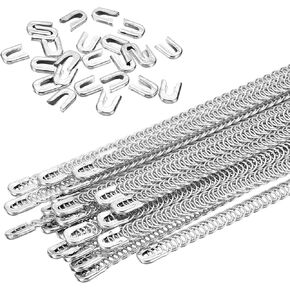 PATIKIL Spiral 304 Stainless Steel Boning, Flat Metal Corset Boning with 24 Steel Boning Tips for Corset Lacing Costume Hoop Skirt Making Supplies, 13.7 Inch, 24 Pcs(6mm Wide)