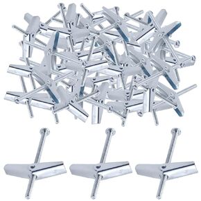 Glarks 30Pcs 1/4'' Zinc Plated Steel Round Head Toggle Bolt and Wing Nut for Hanging Heavy Items on Drywall (1/4'')