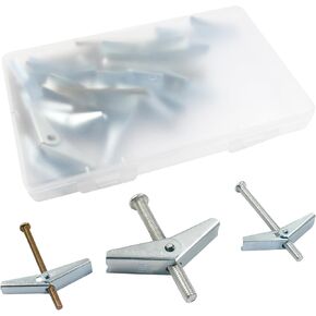 مجموعة 24 قطعة من مسامير التبديل وصواميل الجناح مثبتات جدارية شديدة التحمل لتعليق الأشياء الثقيلة على الحوائط الجافة، 3 مقاسات مرساة على شكل فراشة (1/8 بوصة، 3/16 بوصة، 1/4 بوصة) in Kuwait