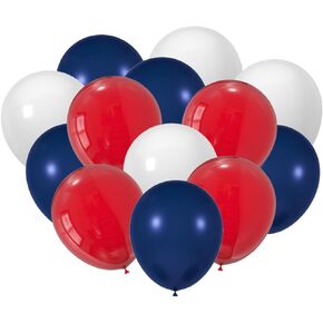 100 Pcs 12-Inch Navy Blue, Red, and White Party Balloons - Perfect for Independence Day，Halloween, Graduation, Birthday, Baby Shower, and Party Decorations