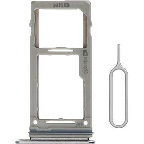 SIM Card Tray Holder Slot Replacement for Samsung Galaxy S10 and S10 + Plus（White/Silver Waterproof Rubber Ring and Eject Pin (Single Sim Card Version)